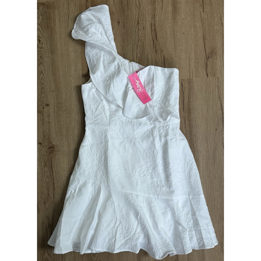 NWT Lilly Pulitzer Arlana One Shoulder Romper Size 4 Resort White $228‎ Retail